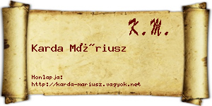 Karda Máriusz névjegykártya